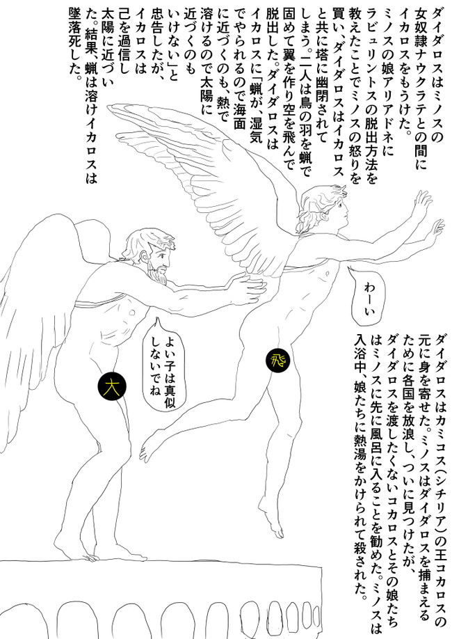 本当にエグいギリシャ神話 イカロス 大猫 白太 ニコニコ漫画