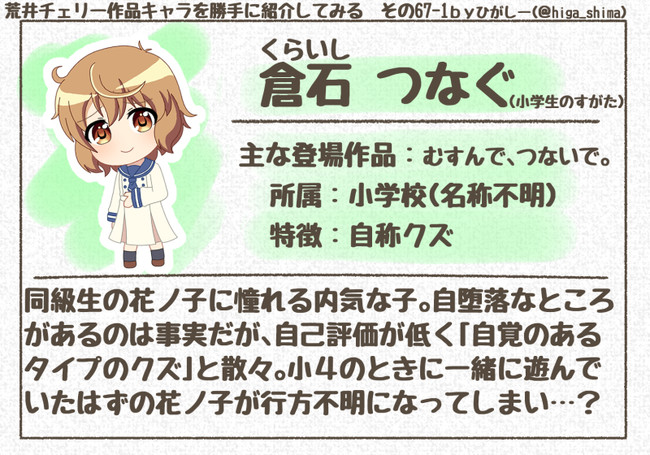 荒井チェリー作品キャラを勝手に紹介してみる 067 倉石 つなぐ ひがしー ニコニコ漫画