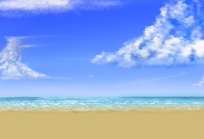 背景フリー素材 Flathead 夏の海 海水浴場 Flathead ニコニコ漫画