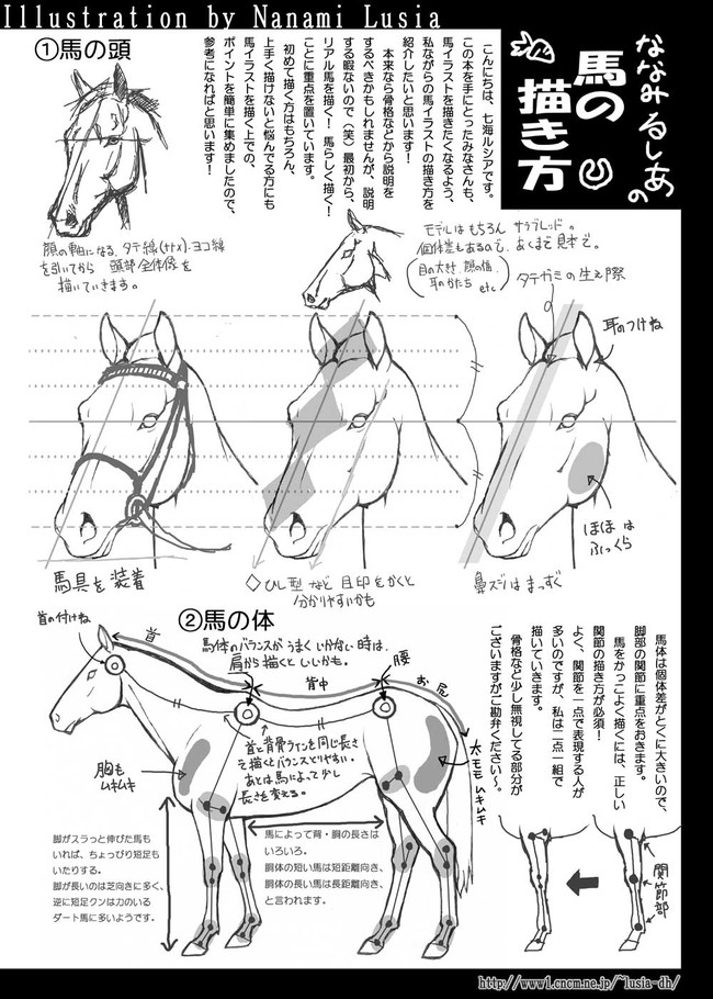 馬の描き方 まじめに簡易版 その１ 第1話 七海ルシア ニコニコ漫画