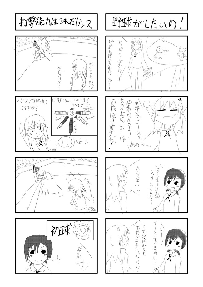 4コマ練習 ソフトボール 透木 明 ニコニコ漫画