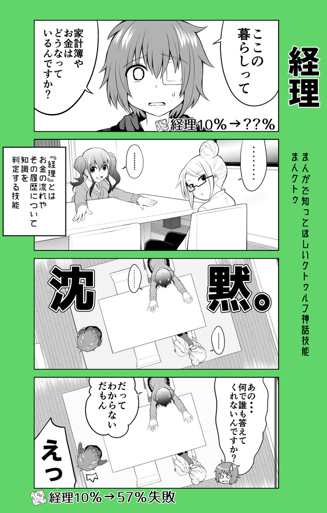 クトゥルフｔｒｐｇの技能紹介漫画 まんクトゥ 第6話 経理 もえたろう ニコニコ漫画