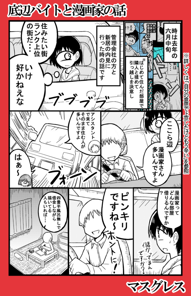 自分の意思で上京したけどもうつらい 第45話 底辺バイトと漫画家の話 マスグレス ニコニコ漫画